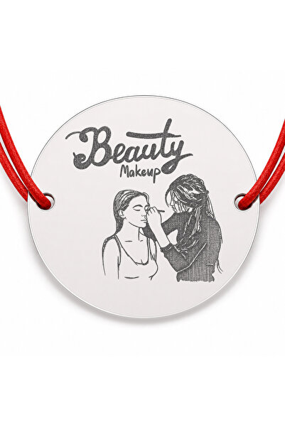 Simoshop Brățară argint 925 cu bănuț Beauty Makeup, șnur reglabil — cadou mak...
