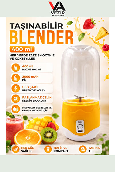 Vezir Aksesuar Kablosuz Taşınabilir Blender | USB Şarjlı Mini Meyve Sıkacağı ...