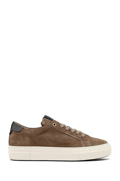 Derimod Women's Beige Lace-Up Thick Sole Suede Leather Sneaker Af320002Ds