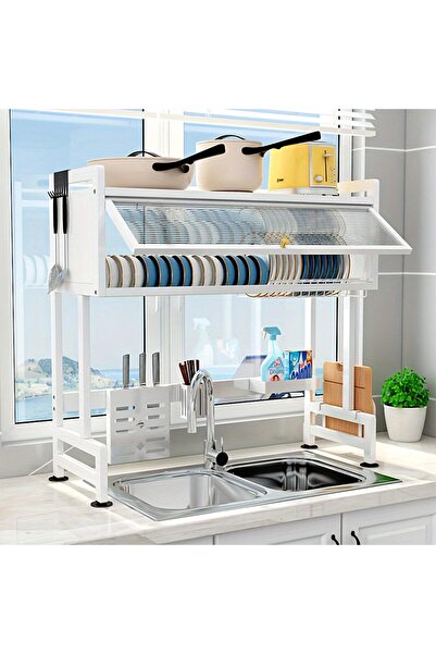 TOSHIONICS Double Layer 2 Tier Over The Sink Dish Drying Stand Drainer Organi...