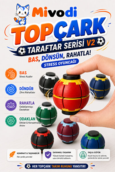 Mivodi Hobinin 3 Boyutlu Hali Topçark V2 — Bas, Dönsün, Rahatla! Stress Oyunc...