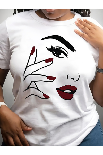 128 Simple Women's Blouse with a Printed Robe on White Collars, Comfortable a...