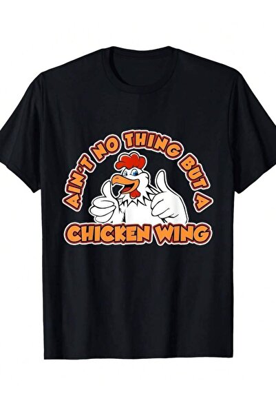 2BIR تي شيرت رجالي بتصميم مضحك عليه شعار "It's Wing" مع دجاجة كرتونية ترتدي ا...