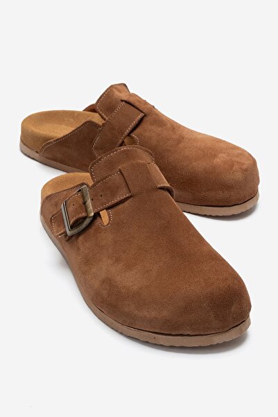 Zeynep Sıradağlı Verdolli Men's Genuine Leather Slippers Tan Suede