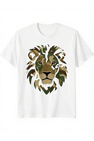 26LIK Men's Lion-Shirt - Made Of% Fabric, Featuring Camouflage Pattern Green,...