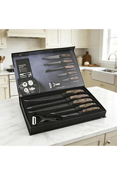 Klyte 6-Piece Kitchen Knife Set with Peeler, Ultra-Sharp Chef Knives for Meat...