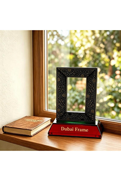 ARIANA Exquisite Desktop Photo Frame with Geometric Carved Patterns and Metal...