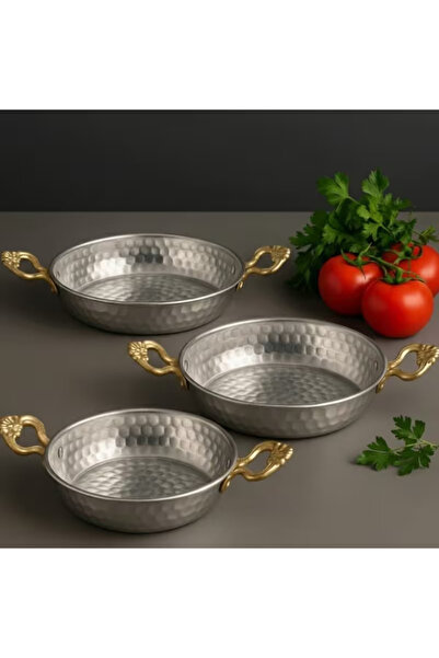 bizma store Sahan Seti Sarı Kulplu | 17-19-21 cm Paslanmaz Çelik Yumurta Tava...