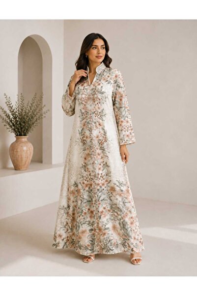 ROGINA Elegant Floral Print Jalabiya