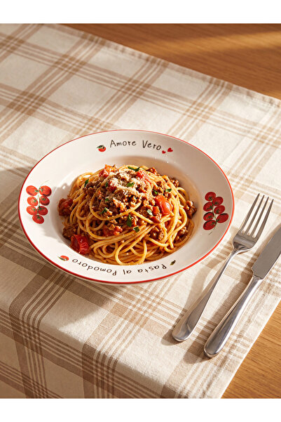 LC Waikiki Rmz Gi̇yi̇m Farkiyla Printed Porcelain Pasta Plate