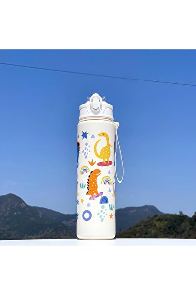 Choice4 750ml white dinosaur 750ml Dinosaur Water Bottle For Kids Water Sippy...