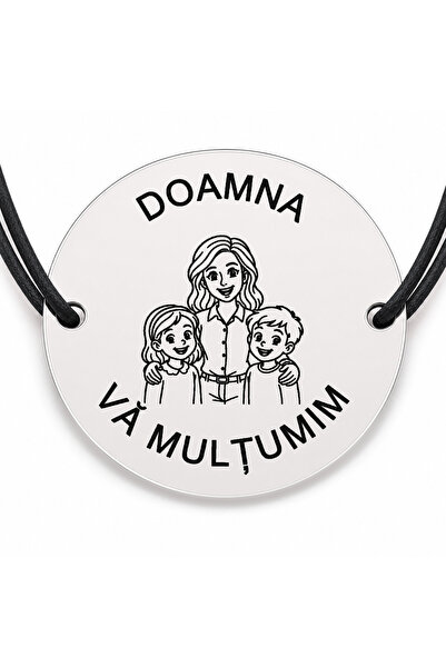 Simoshop Brățară argint 925 cu bănuț gravat doamna învățătoare cu doi copii, ...