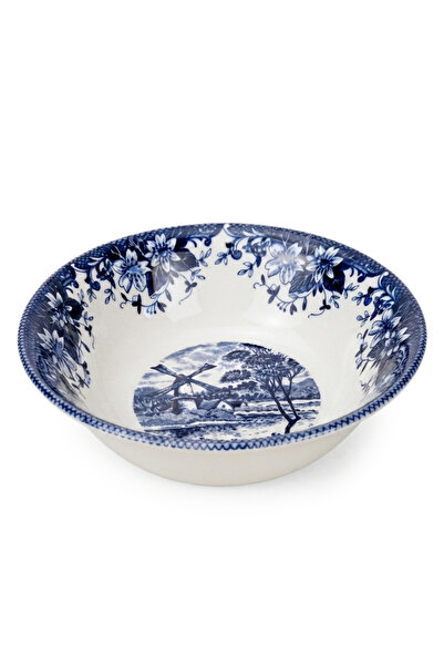Claytan Earthenware Classic Blue Windmill & Floral Pattern Cereal Bowl, 6.2 I...