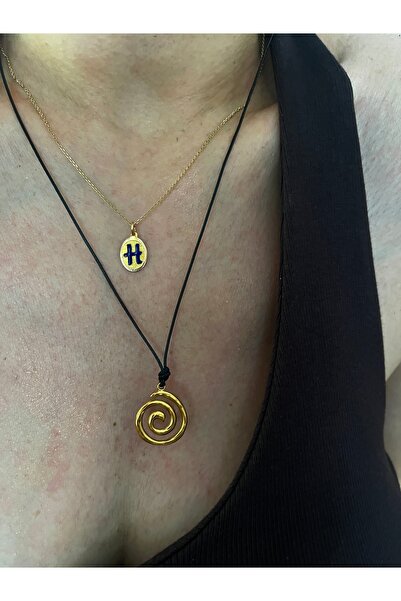 Hoop jewelery Leather Cord Steel Spiral Tip Necklace