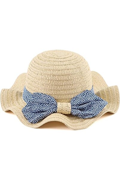 STARSTAR Straw hat for baby girls, summer beach hat with bow, sun protection ...