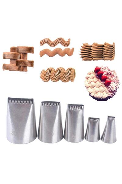 STARSTAR Five stainless steel frosting nozzles for decorating cupcakes and ca...