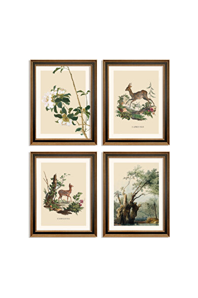Vetro Design Deer and Nature Vintage Framed Painting