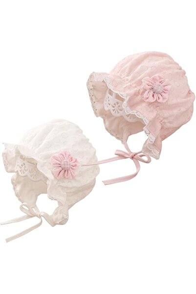 STARSTAR Two-piece set of cute baby girl hats with ruffled edges, soft cotton...