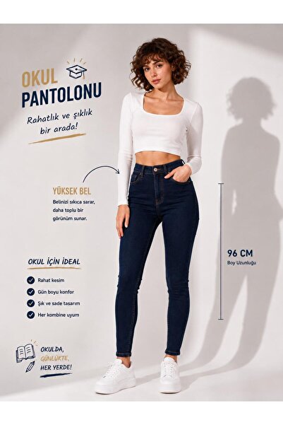 OMODA PANTALONI DE ȘCOALĂ PENTRU FEMEI, CU TALIE ÎNALTĂ, MODEL SKINNY, CU FOR...