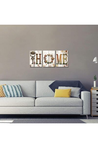 HOME MODE 30x40 cm 3 Panel Gallery Wrapped Canvas | HOME Wall Art | Rustic Bu...