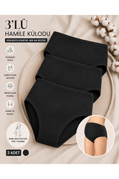 ROZELT Women's 3-Piece Maternity Panties Set High Waist Abdominal Support Fle...