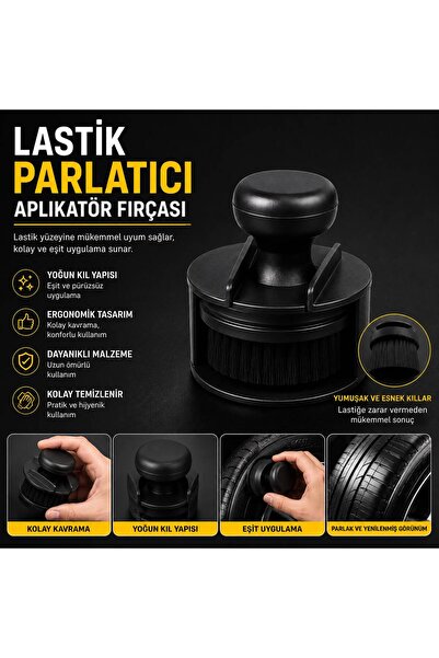MAGUREX Lastik Parlatıcı Aplikatör Fırçası - Ergonomik Standlı Lastik Parlatm...