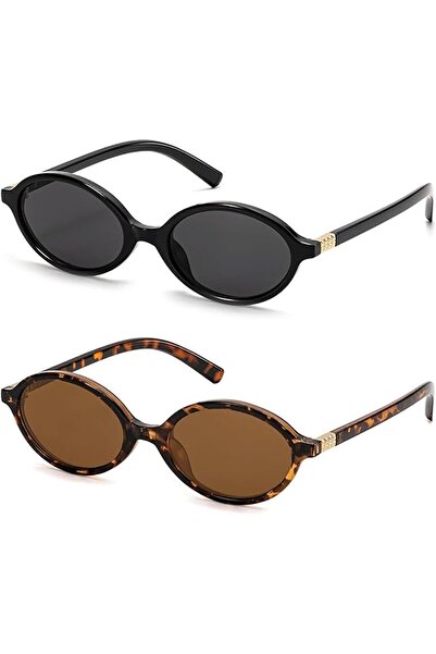 STARSTAR Two pairs of retro sunglasses - 14.4×4.2×15 cm - Oval shape - Two co...