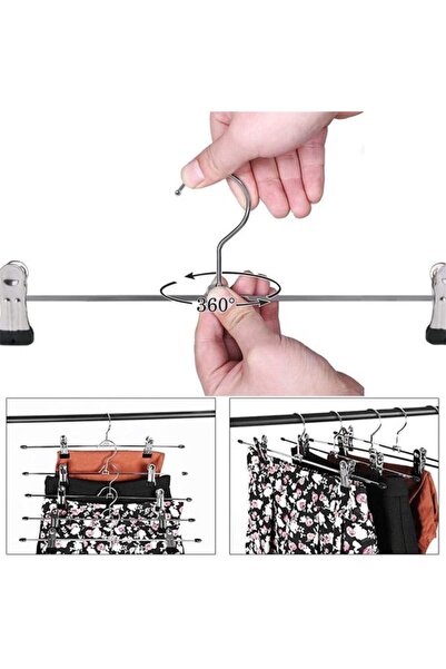 STARSTAR Metal Trouser Hangers - With Adjustable Clips - Non-Slip PVC - Space...