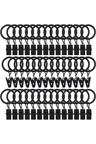 STARSTAR 42-piece set of black retro-style rust-proof curtain rings