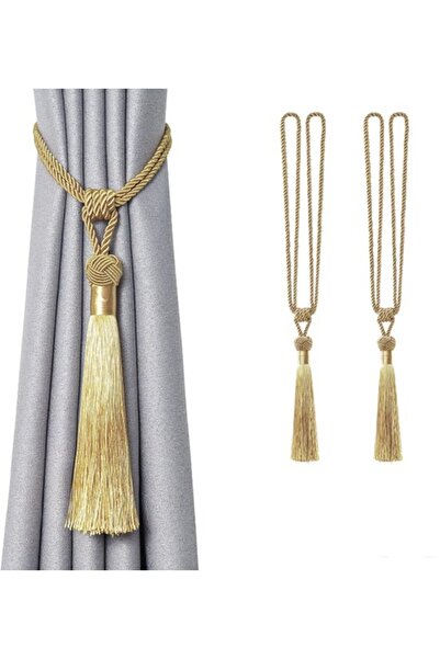 STARSTAR 2-Piece Gold Curtain Tiebacks with Tassels - 60cm Long Decorative Wi...