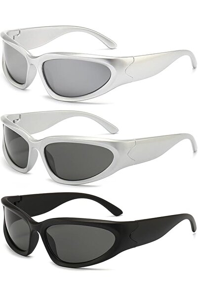 STARSTAR 3-Piece Sunglasses for Men and Women: Retro Tech Fashion Surround Po...
