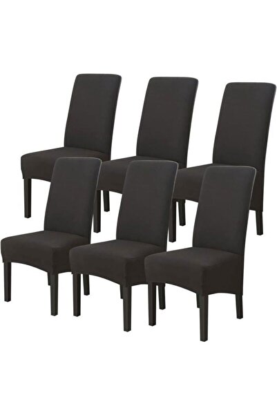 Morvena Picks Set de 6 huse mari negre pentru scaune, potrivite pentru toate ...