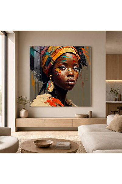idora Colorful Abstract Woman Portrait Glass Painting |   Modern Wall Art, Uv...