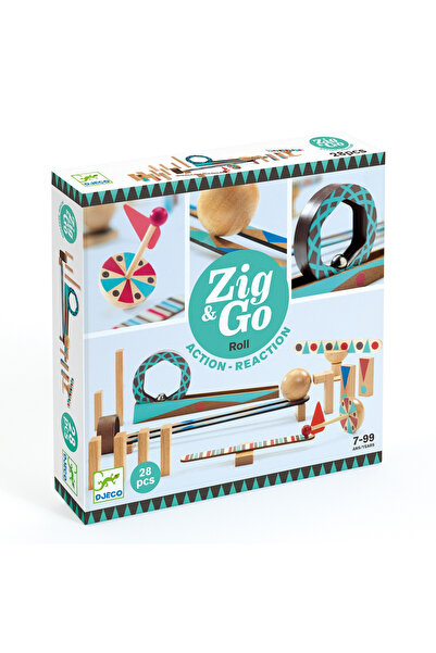 djeco Set de construcție Zig & Go cu pistă cu bile, 28 de piese