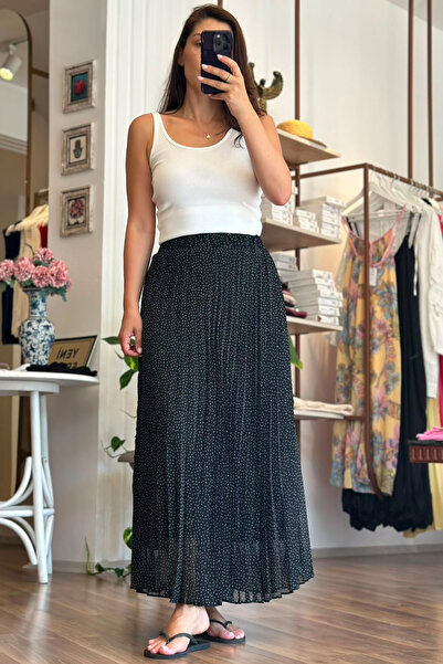 Unique Boutique Polka Dot Pleated Black Tulle Skirt