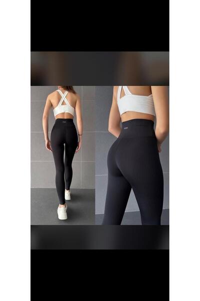 Yüksek Bel Toparlayıcı Siyah Spor Tayt – Şekillendirici & Esnek Fit