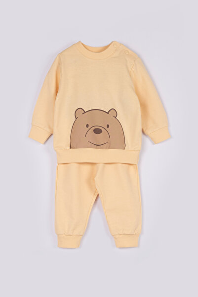 VAUVA Baby Boy Set with Teddy Bear Print, Seasonal, 100% Cotton, Two-Piece Se...