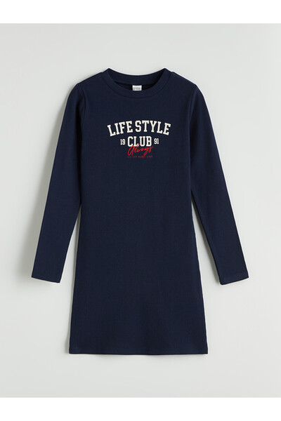 LC Waikiki Crew Neck Girls' Ribbed Fabric Dress