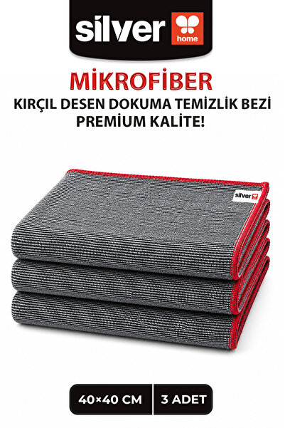 SİLVER HOME 3-dijelna premium krpa za čišćenje od mikrovlakana 40x40 cm, siva...