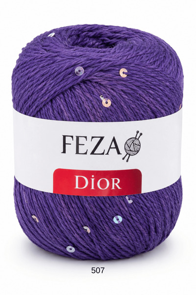 Feza D'Ior Glittery Sequin Knitting Yarn 100 Gr 310 Meters Cotton Hand Knitti...