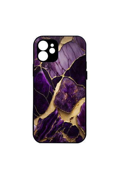 4TECH Θήκες κινητών μαρμάρινες μωβ-χρυσές για iPhone 16 Plus