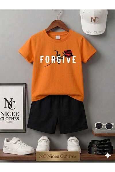 Leto Lykia Summer Children's T-Shirt Shorts Unisex White Forgive Printed