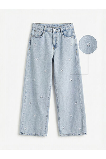 LC Waikiki Nevavm Farkıyla Wideleg Embroidered Girls' Jean Pants