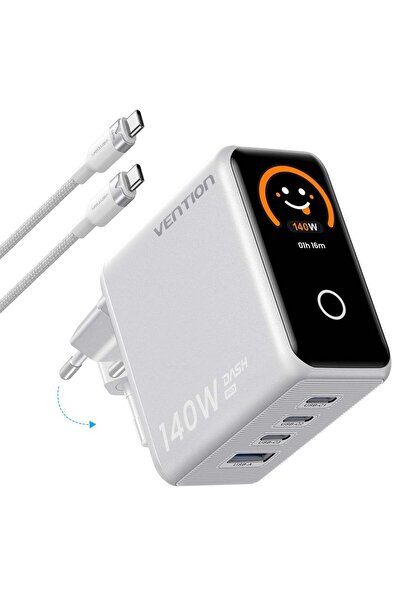 Vention Dash Pro 140W GaN 5.0 Çok Portlu Hızlı Şarj Adaptörü, PD 3.1, Akıllı ...