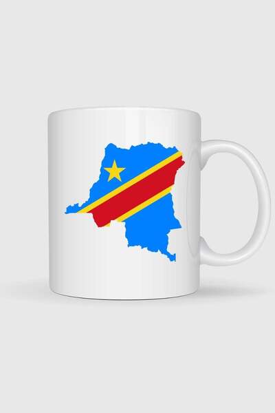 Bahriyeli Collection Democratic Republic of Congo Flag and Map Small Printed Mug