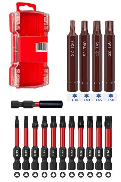 Depolife Torx Tornavida Ucu Seti 75 mm Manyetik Bits Şaft T6 - T50 15li Profe...