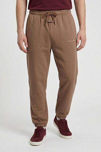 Core Elements Men Regular Fit Embroidered Logo Jogger Pants, Brown