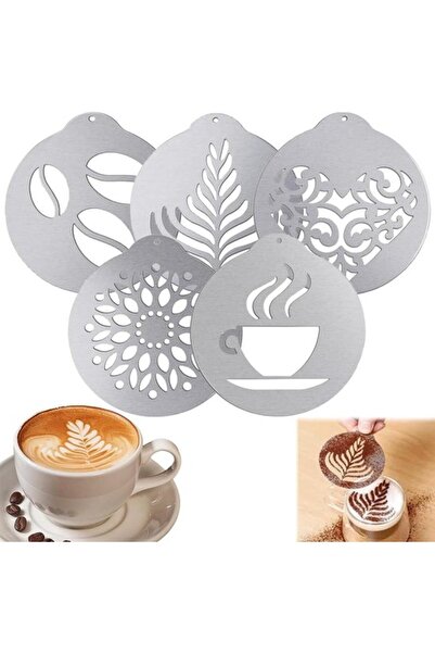 STARSTAR Stainless Steel Coffee Mold Set - 5 Pieces - Cappuccino Mold - Milk ...