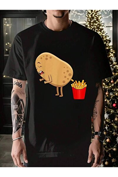 LİNA06 Funny French Fries Design Men's And Women's Potato Lover-Shirt Summer ...