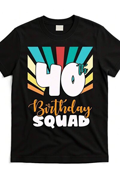 45 BPM 40th Birthday Celebration Unisex Black-Shirt, Featuring Colorful Patte...